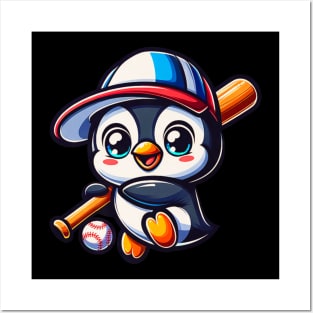 Baseball penguin Posters and Art